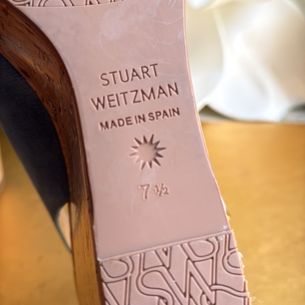 Stuart Weitzman Platform Gloss Cork Wedges in Blue Suede - Picture 13 of 16
